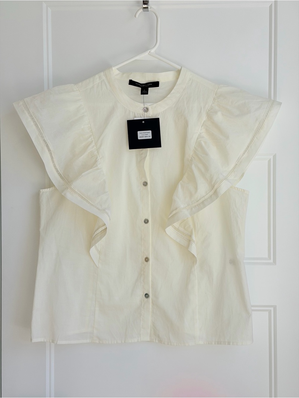 Marc New York Cream Ruffle Sleeve Button-Front Blouse